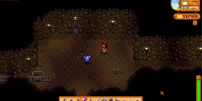 Stardew Valley Blue Squid in the Mines about to attack player