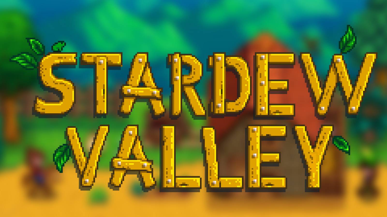 Stardew Valley logo over blurred background
