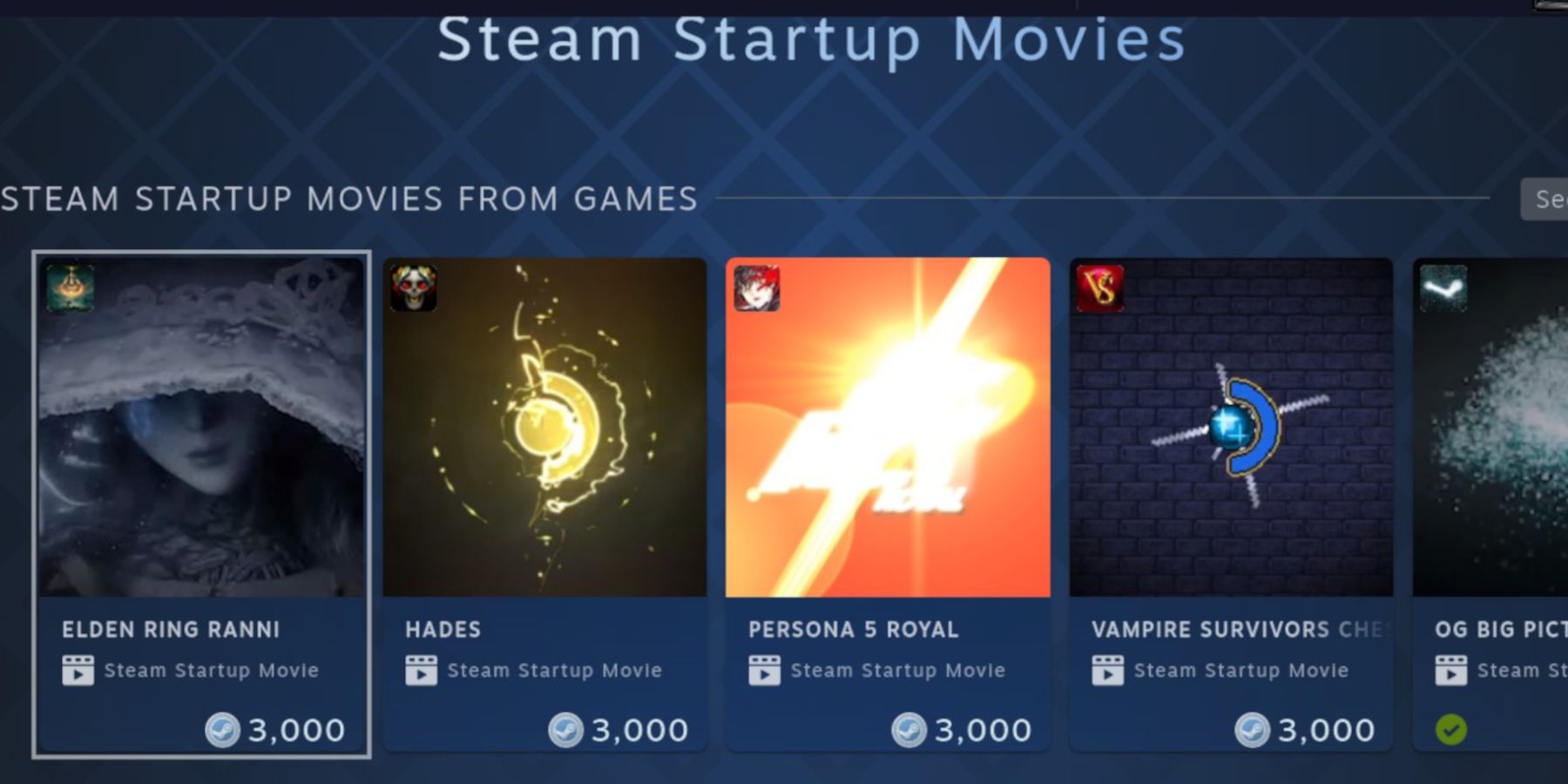 Steam Deck official startup movies page