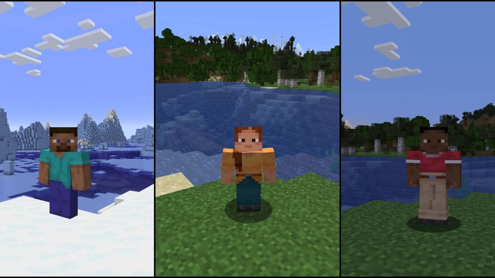 Steve, Ari, and Zuri in Minecraft
