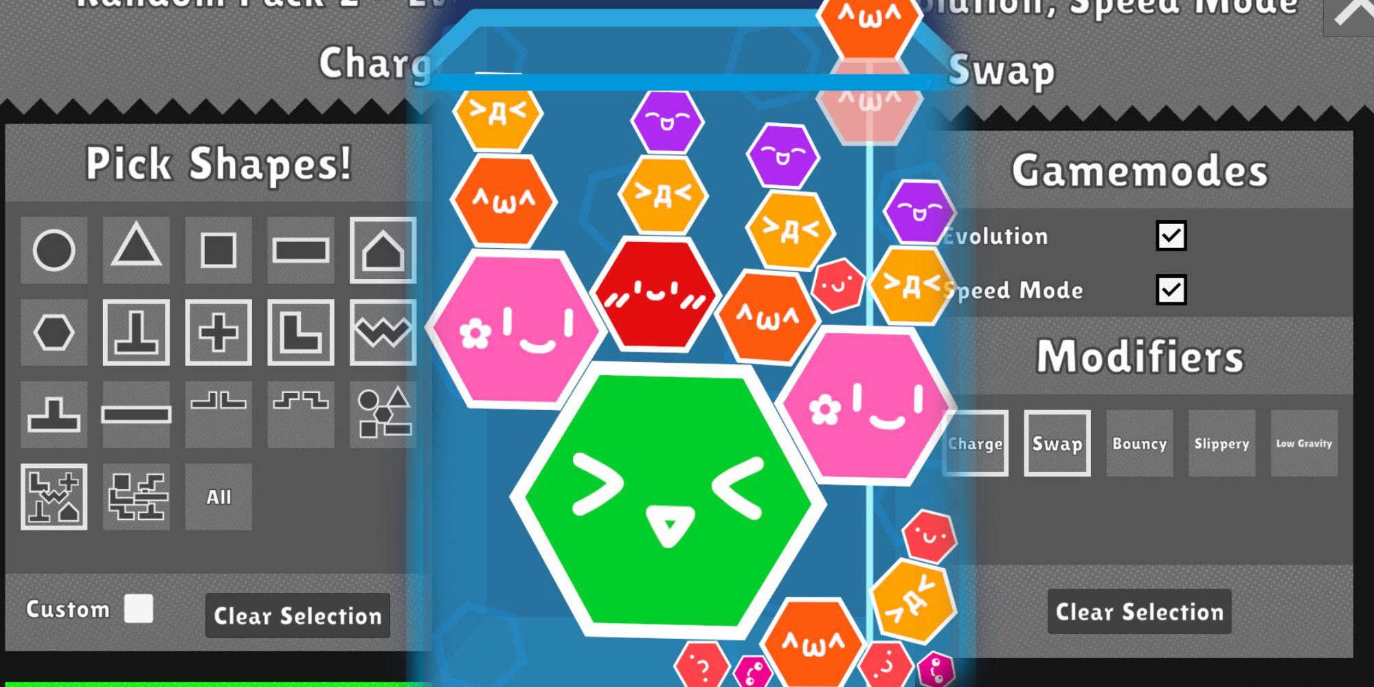 Suika Shapes suikalike tetris como formas em vez de frutas modificadores de vários modos de jogo