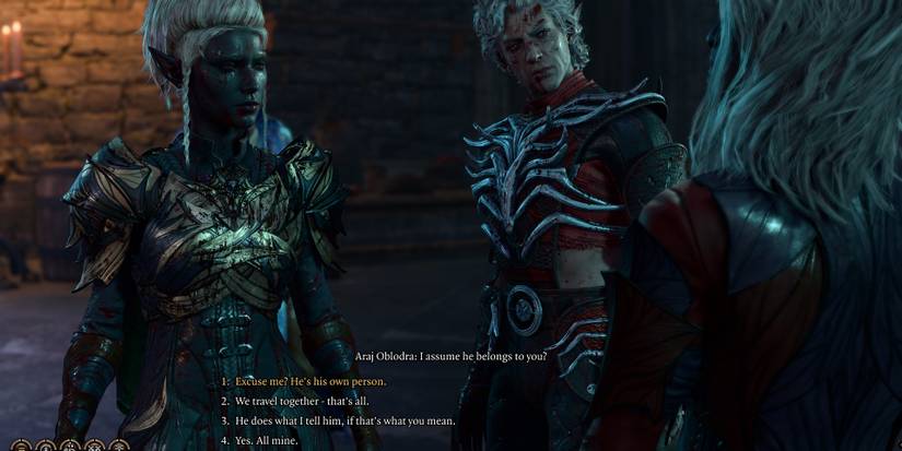 Tav and Astarion are propositioned for blood by Araj in Moonrise Towers