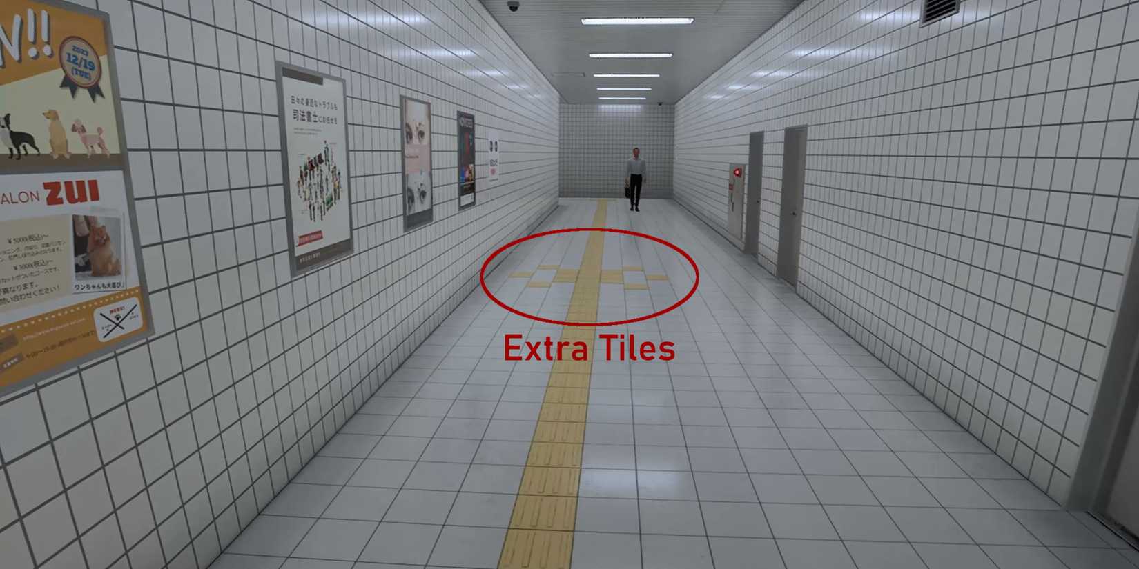 Image of additional yellow tiles on the floor in The Exit 8