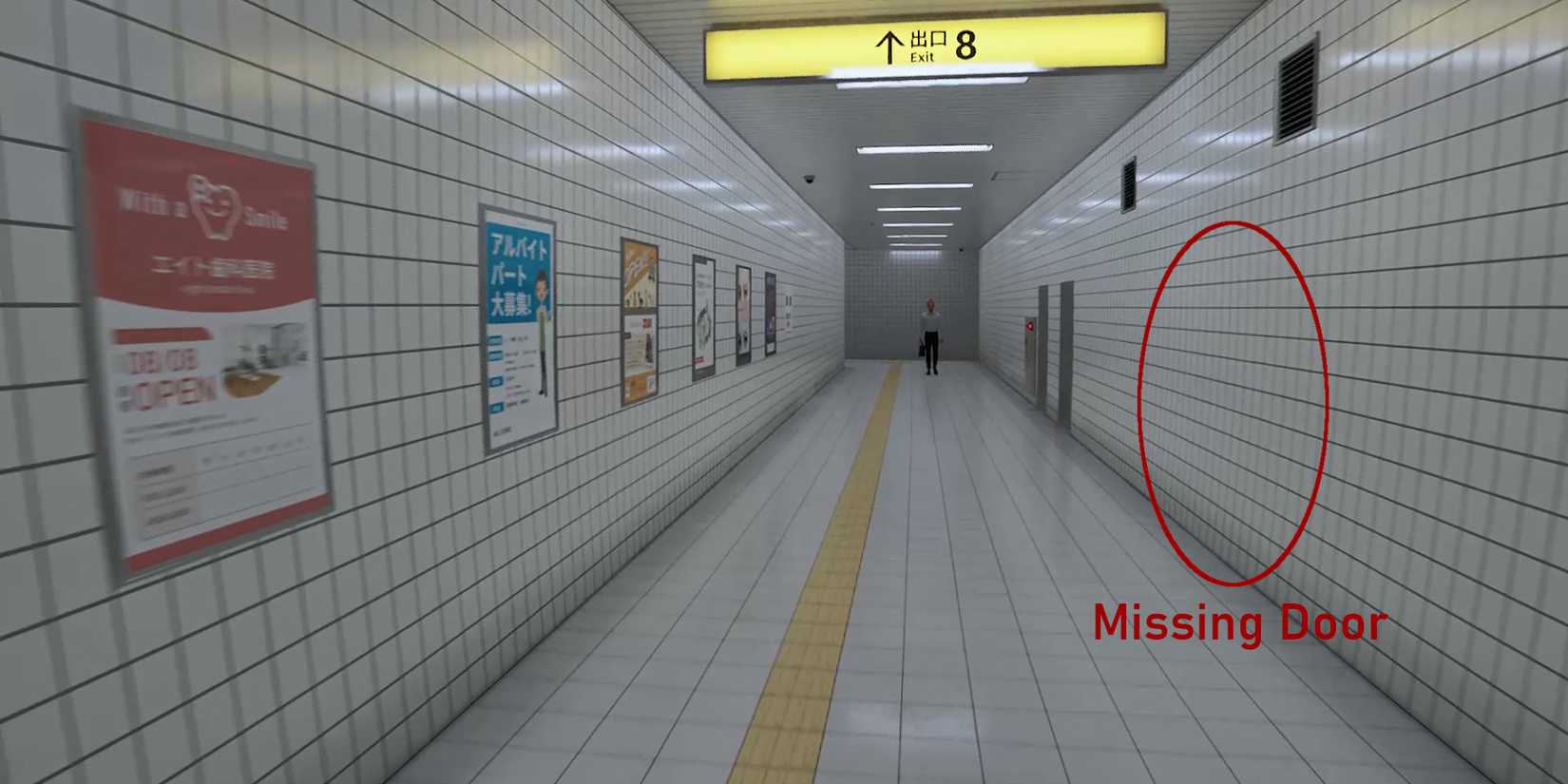 Image of the missing third door in The Exit 8