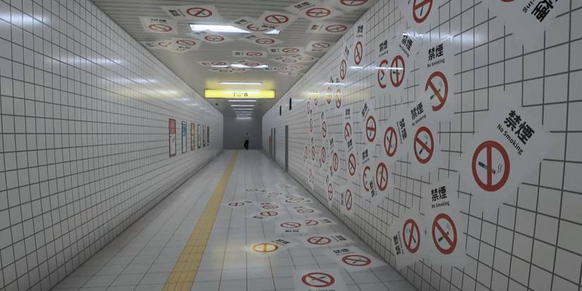 Image of a ton of No Smoking posters in The Exit 8