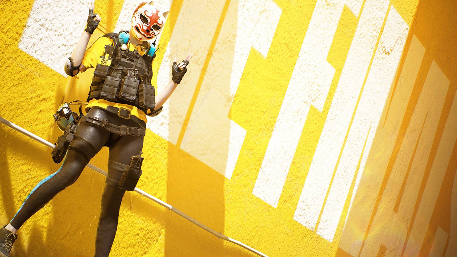 the final character gun fingers yellow background