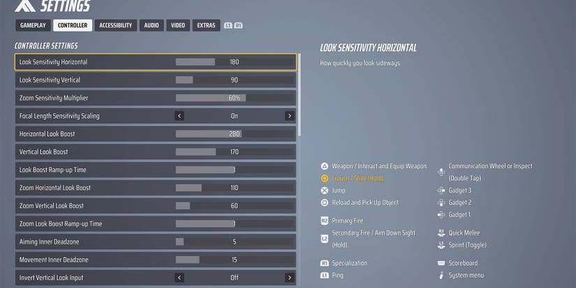 the finals controller settings