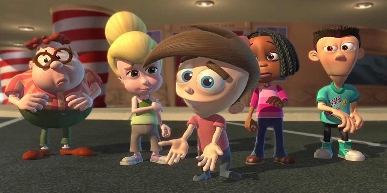 Uma imagem de Timmy com alguns personagens de Jimmy Neutron