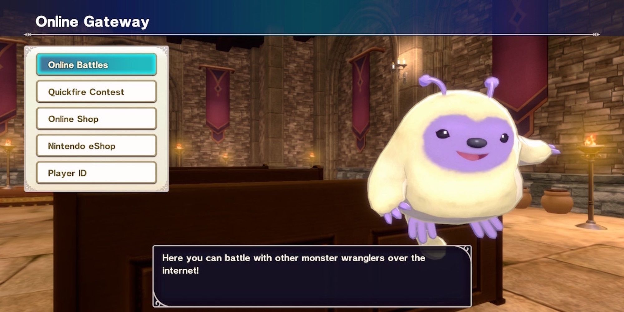The online menu in Dragon Quest Monsters The Dark Prince
