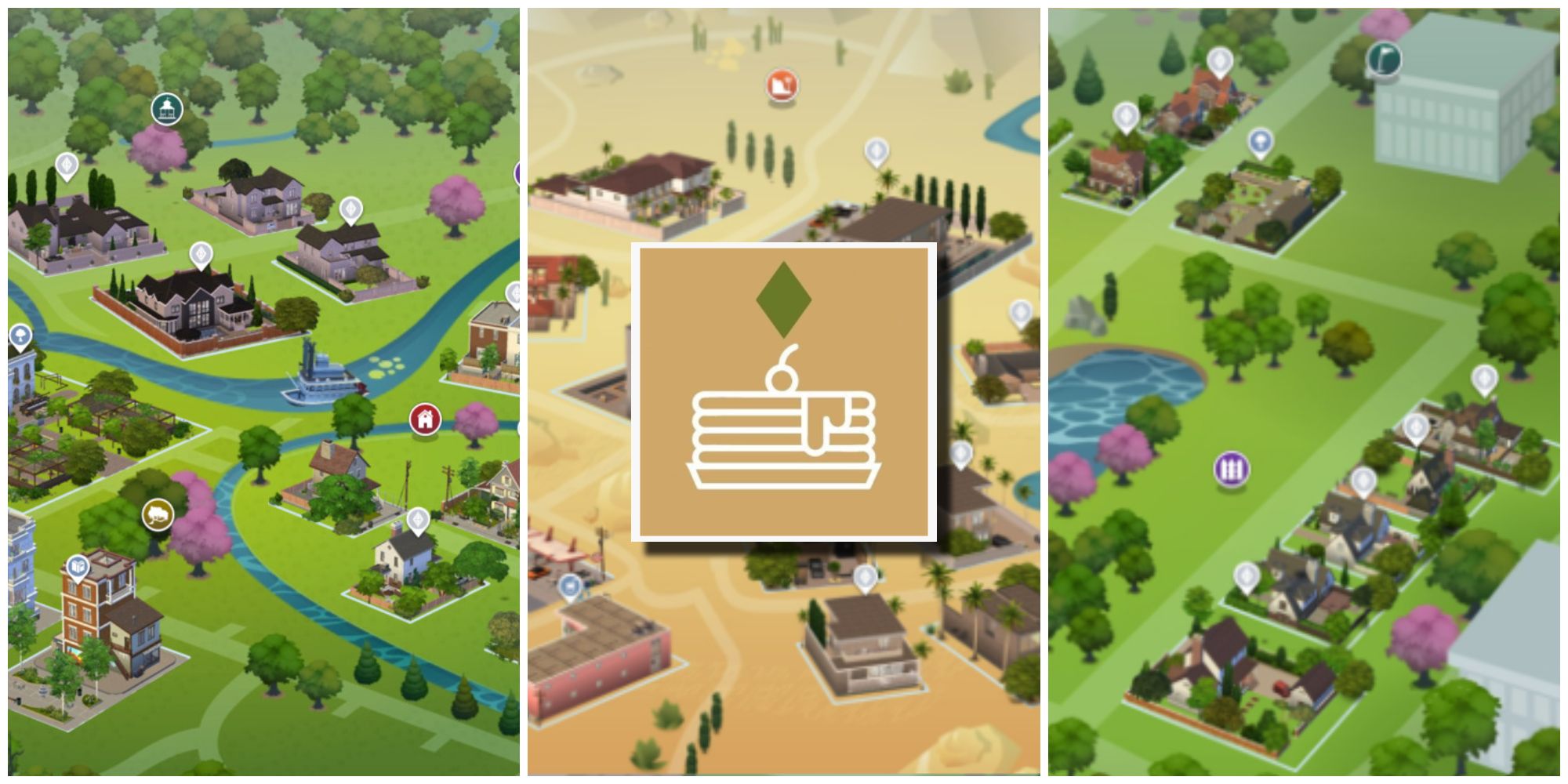 Charly Pancakes' 10 Years Later save file that makes over three different base game worlds in The Sims 4