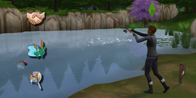 The Sim from District Four has the traits outgoing, loves the outdoors, and cheerful is fishing