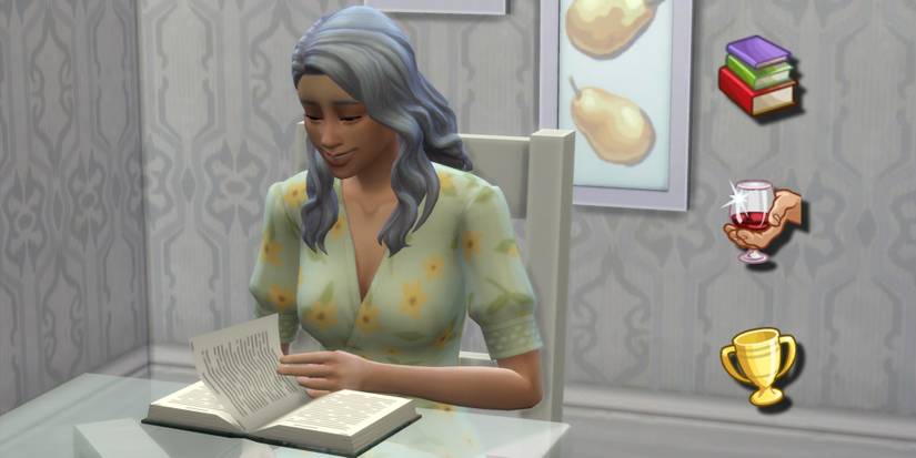 The Sim from District Thirteen is reading a book and she has the bookworm, snob, and ambitious traits