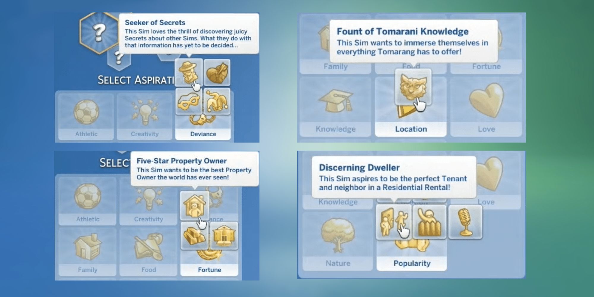 The Sims 4 para alugar novas aspirações