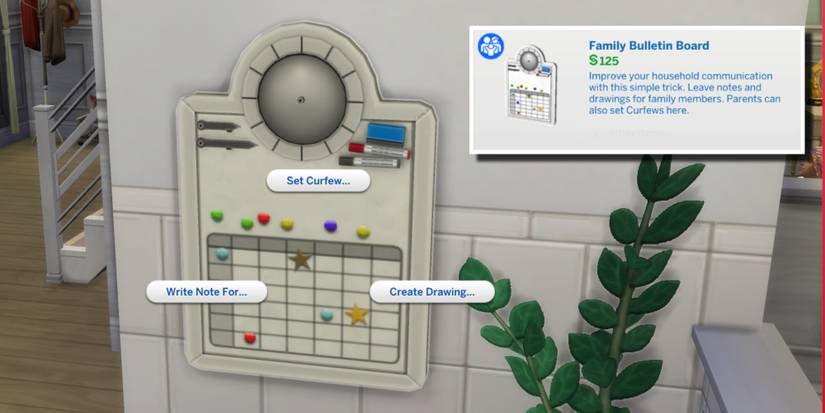 Using the Family Bulletin Board, players with the Parenthood game pack can set curfews or create drawings or notes for specifc family members