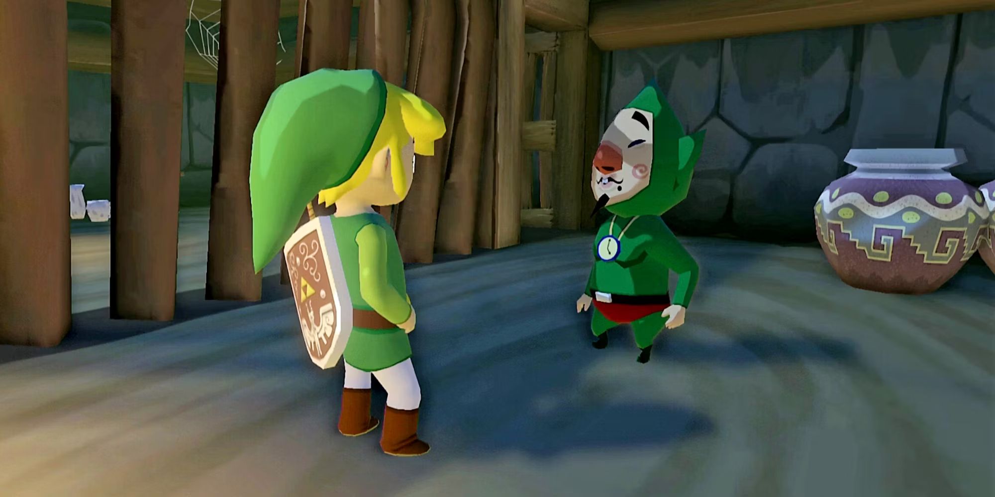 Link e Tingle em uma cela de prisão