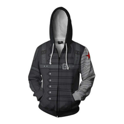Bucky Barnes Cosplay Jacket featuring a unique print for his metal arm.