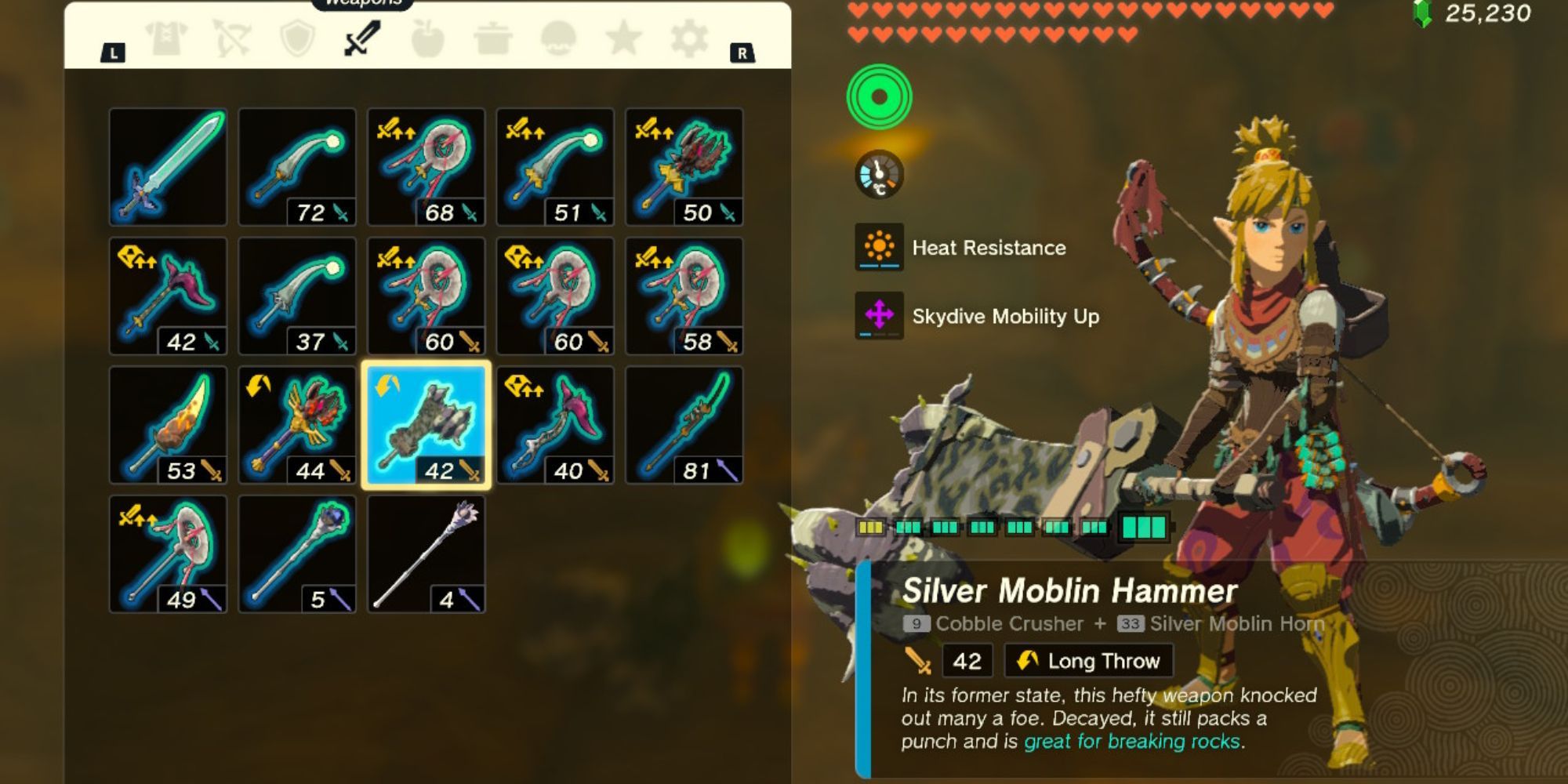 Silver Moblin Hammer in Inventory
