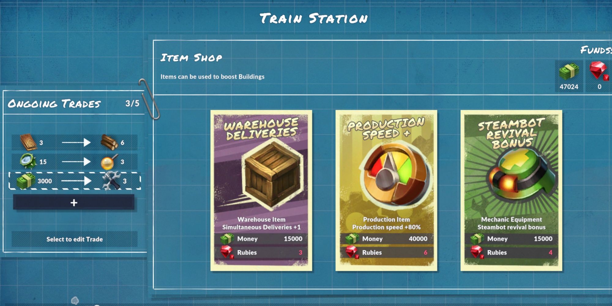 using the train station to trade for scrap