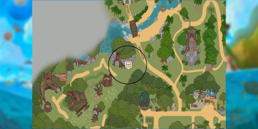 forest sacred tree treasure chest in coral island.