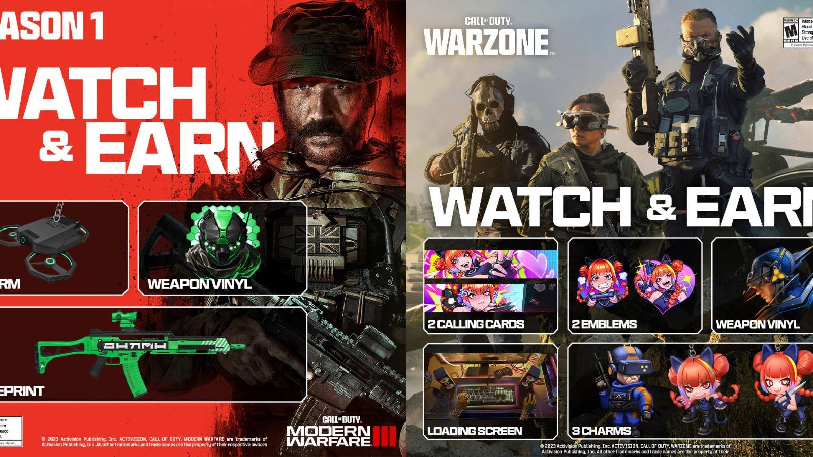 modern warfare 3 and warzone twitch drop rewards.