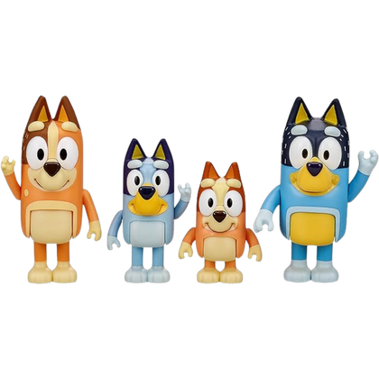 This image shows a dog family of four dogs in posable positions.