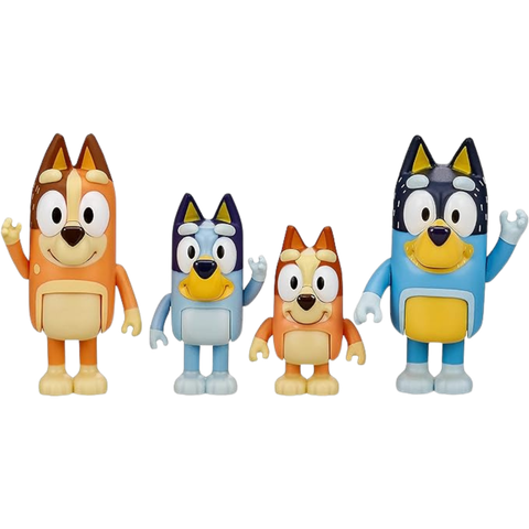 This image shows a dog family of four dogs in posable positions.