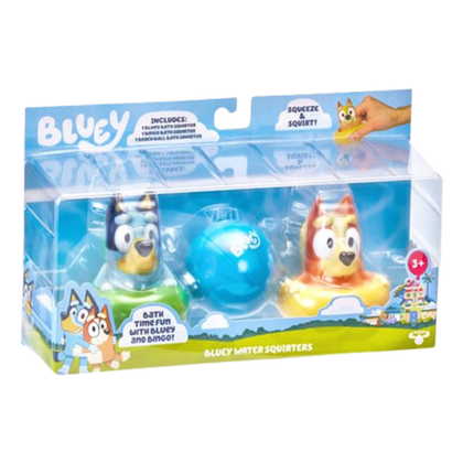 This image shows a Bluey and Bingo bath toy set.