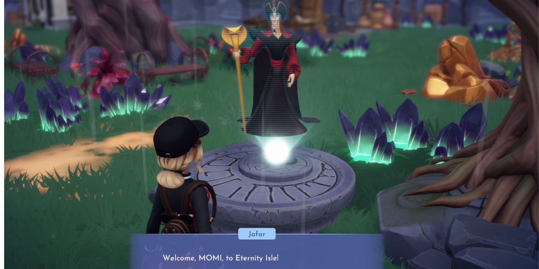 jafar welcoming the player to eternity isle ddv