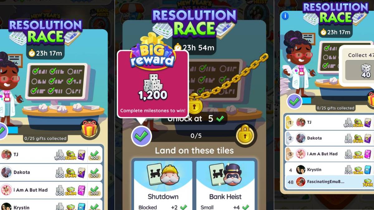 monopoly go resolution race rewards