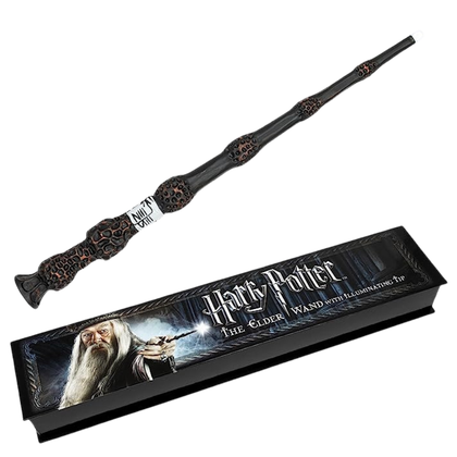 This image shows the Elder wand from the Harry Potter series with a lit up tip