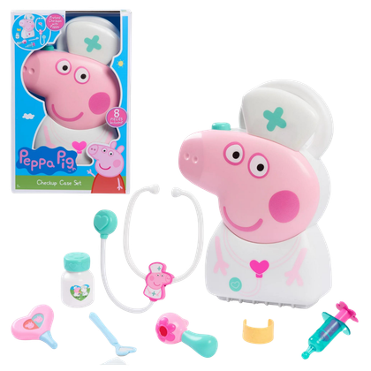 This image shows the contents of the Peppa Pig Doctor set