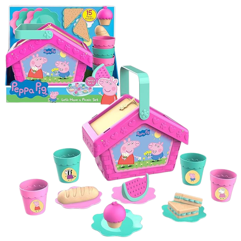 This image shows the inside contents of the Peppa Pig Picnic set.
