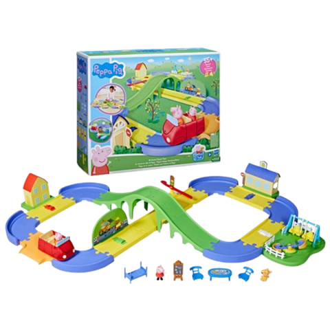 This image shows a toy car track and corresponding town 