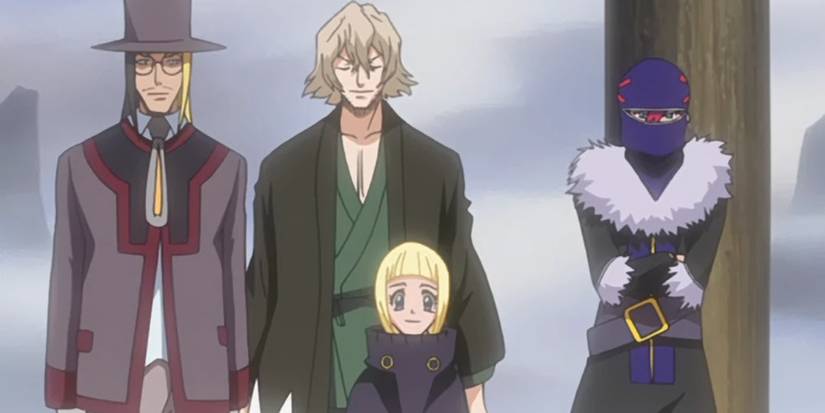 Urahara standing with his Mod Souls in the Bleach anime