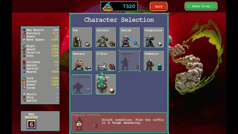 Vampire Survivors_A Garlic Paradise_Character Select