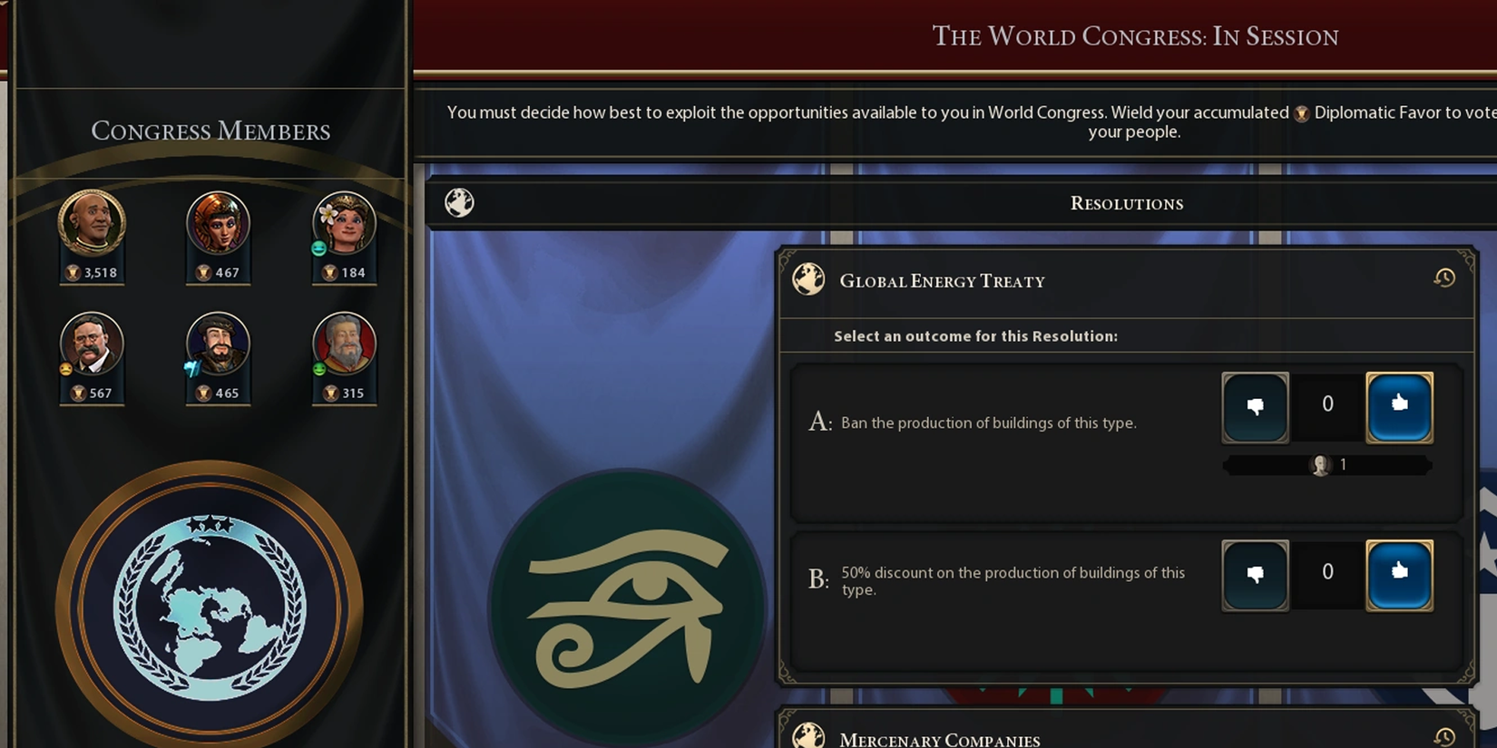 A proposition being voted by Civs