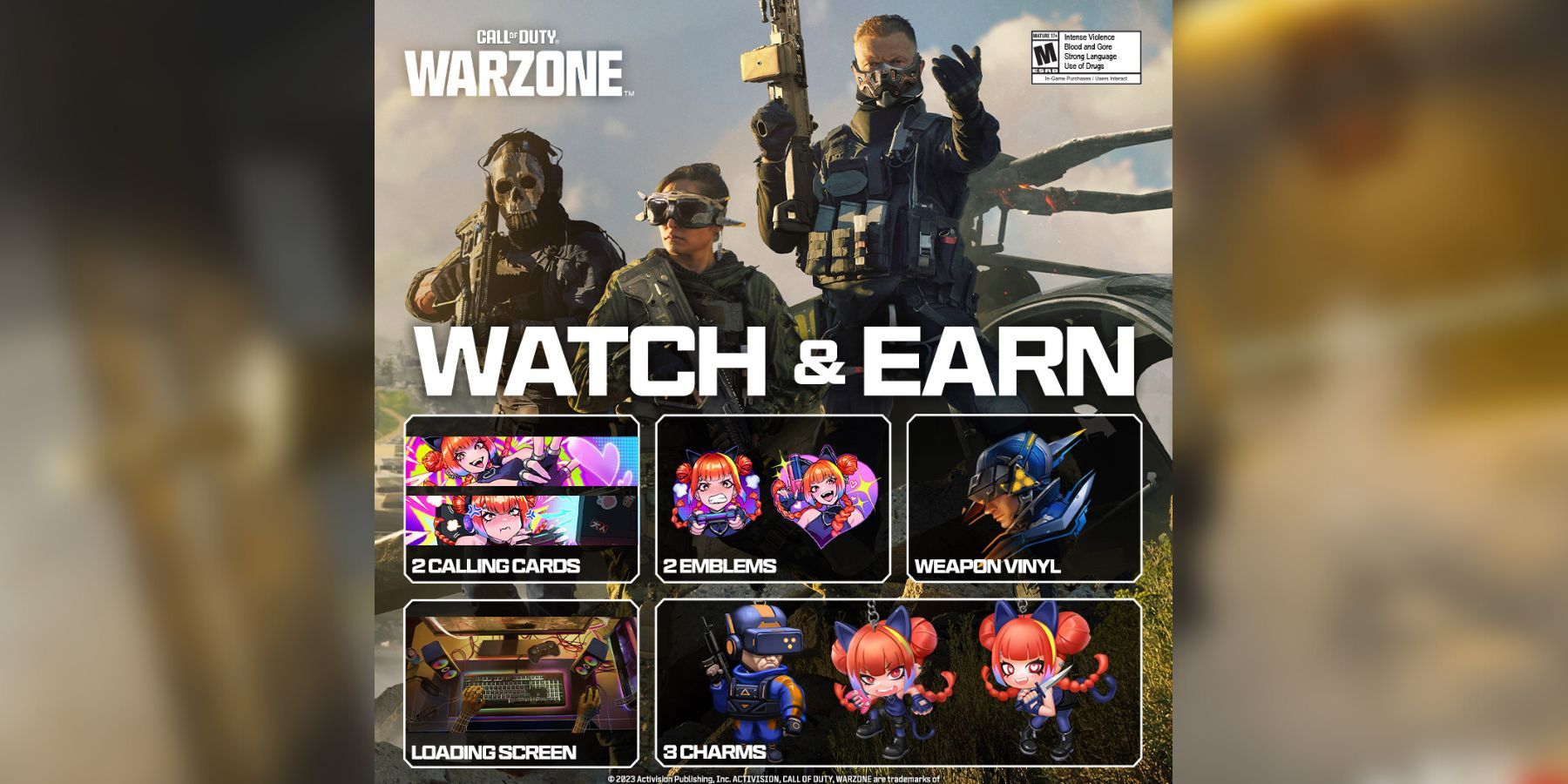 watch and earn rewards list for warzone twitch drops.