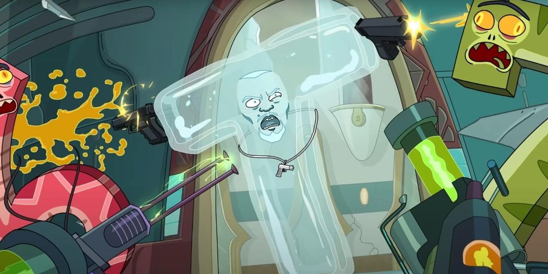 Water-T shoots numbers in Rick and Morty
