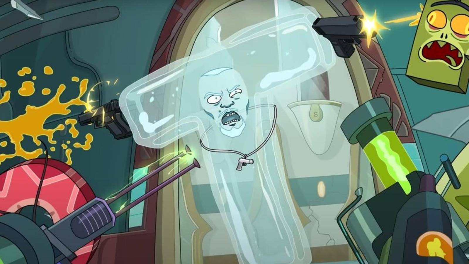 Water-T shoots numbers in Rick and Morty