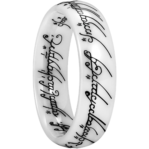 White Ceramic Ring Lord Of The Rings