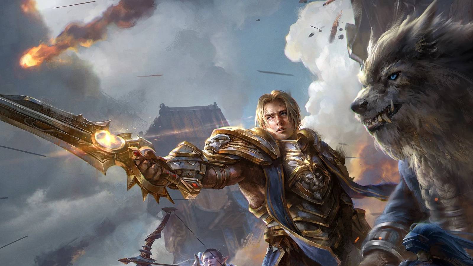 painting of anduin and genn greymane leading the alliance at the battle for lordaeron
