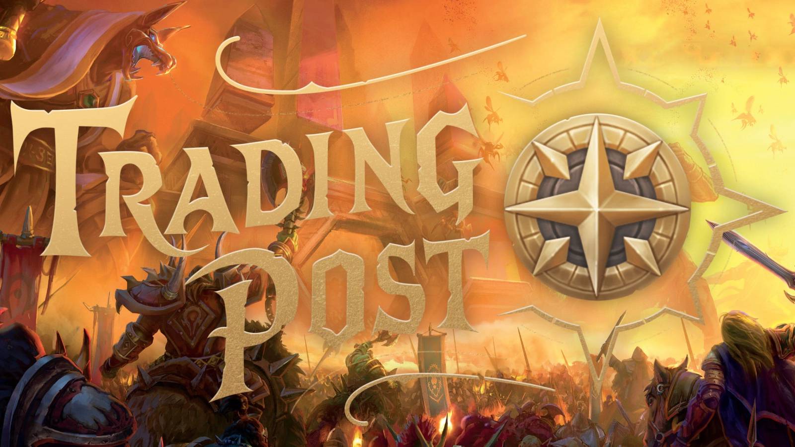 art from the gates of ahn'qiraj with the trading post logo over it wow