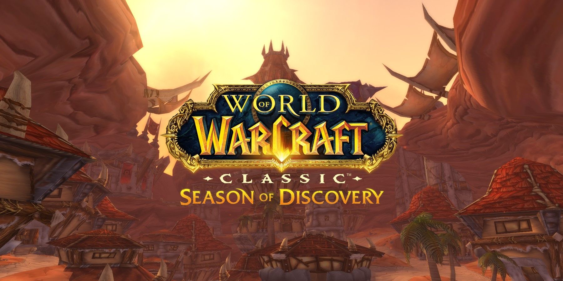 orgrimmar in world of warcraft classic with the season of discovery logo on it