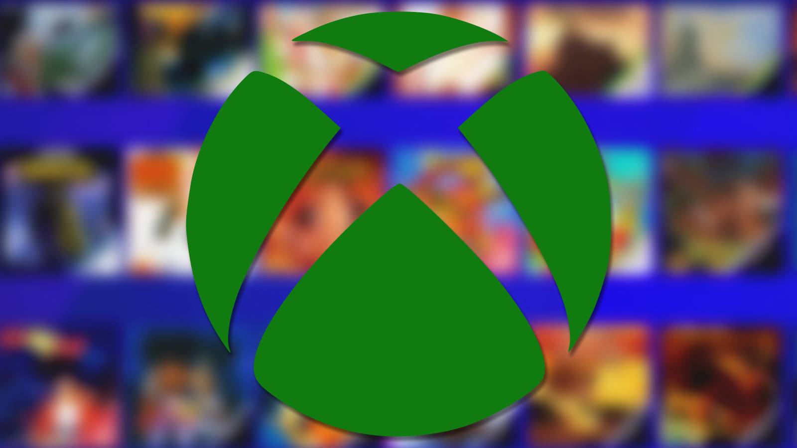 Xbox logo over blurred Antstream Arcade catalog