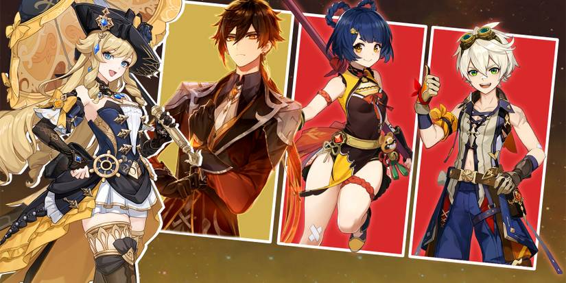 zhongli-xiangling-bennett-and navia team composition in genshin impact