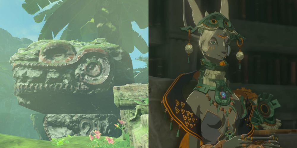 An Ancient Zonai Ruin in BOTW and Mineru the Zonai in TOTK.