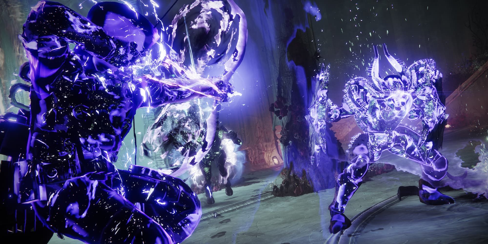 Void Hunter fighting a Hive Guardian in Destiny 2