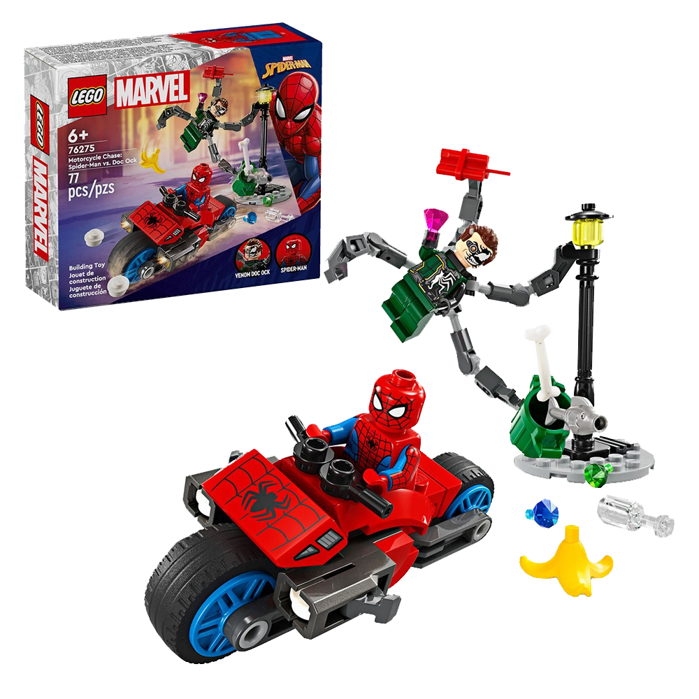 2024 Marvel LEGO sets Motorcycle Chase- Spider-Man vs. Doc Ock 76275