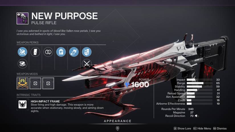 Curated New Purpose roll in Destiny 2
