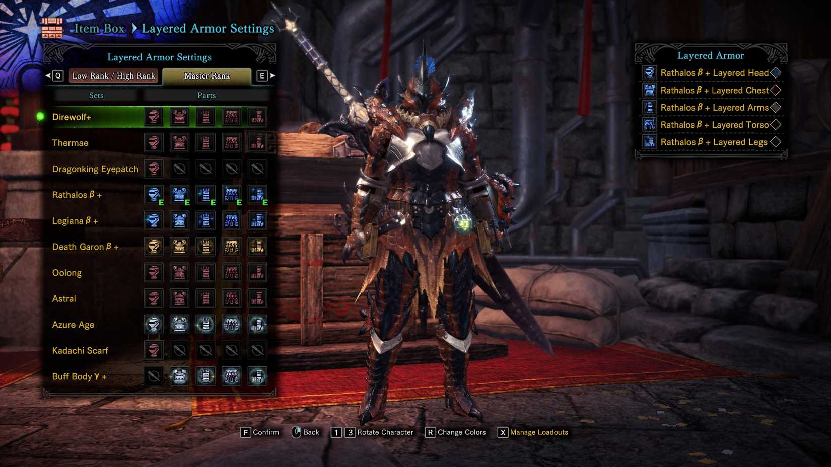 The Layered Armor window in Monster Hunter World